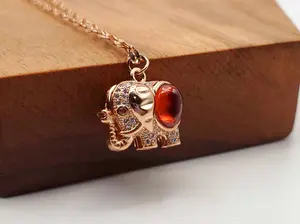 Daily Necklace: 18-Inch Carnelian Elephant Pendant – Stylish Gift for Her
