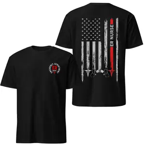 ER Nurse American Flag Graphic Tee - Distressed Emergency Department Shirt | Vintage Nursing Apparel for Women Men - Medical Hero Appreciation Gift