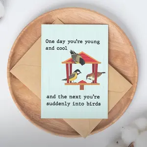 Funny Getting Older Birthday Greeting Card with Envelope, Bird feeder card, Card for mom dad, husband wife card, anniversary card