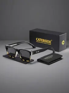 Unisex Casual Uv400 Protection Sunglasses, Square Frame PC Material, Anti-Fog Blue Light Blocking Glasses for All Seasons