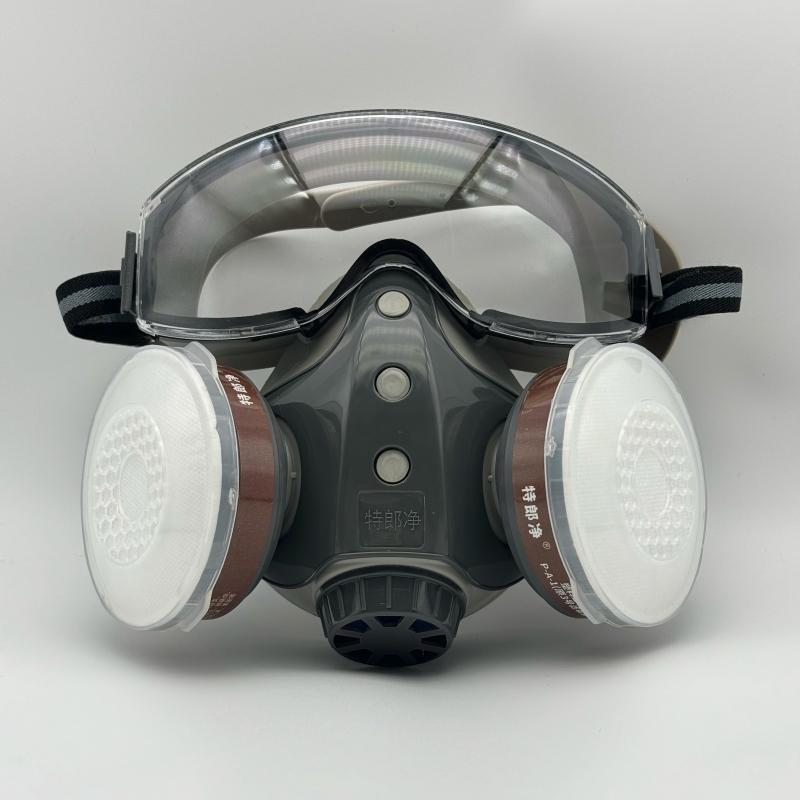 Dust-proof Integrated Respirator Mask, Reusable Half Mask with Goggles, Anti-dust Mask for Spray Painting & Woodworking Projects