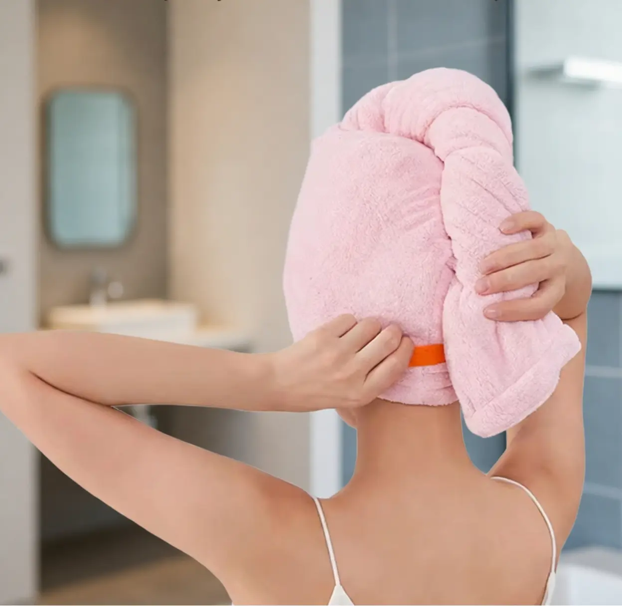 Microfiber Hair Towel Wrap - Ultra-Soft High-Density Microfiber Shower Towel, Super Absorbent, Anti-Frizz Care for Smoother Finish, Cuts Down Blow Time, Gentle on Cuticles, Quick-Dry for Family Use (Pink & White, Blue & White, Yellow & Green)