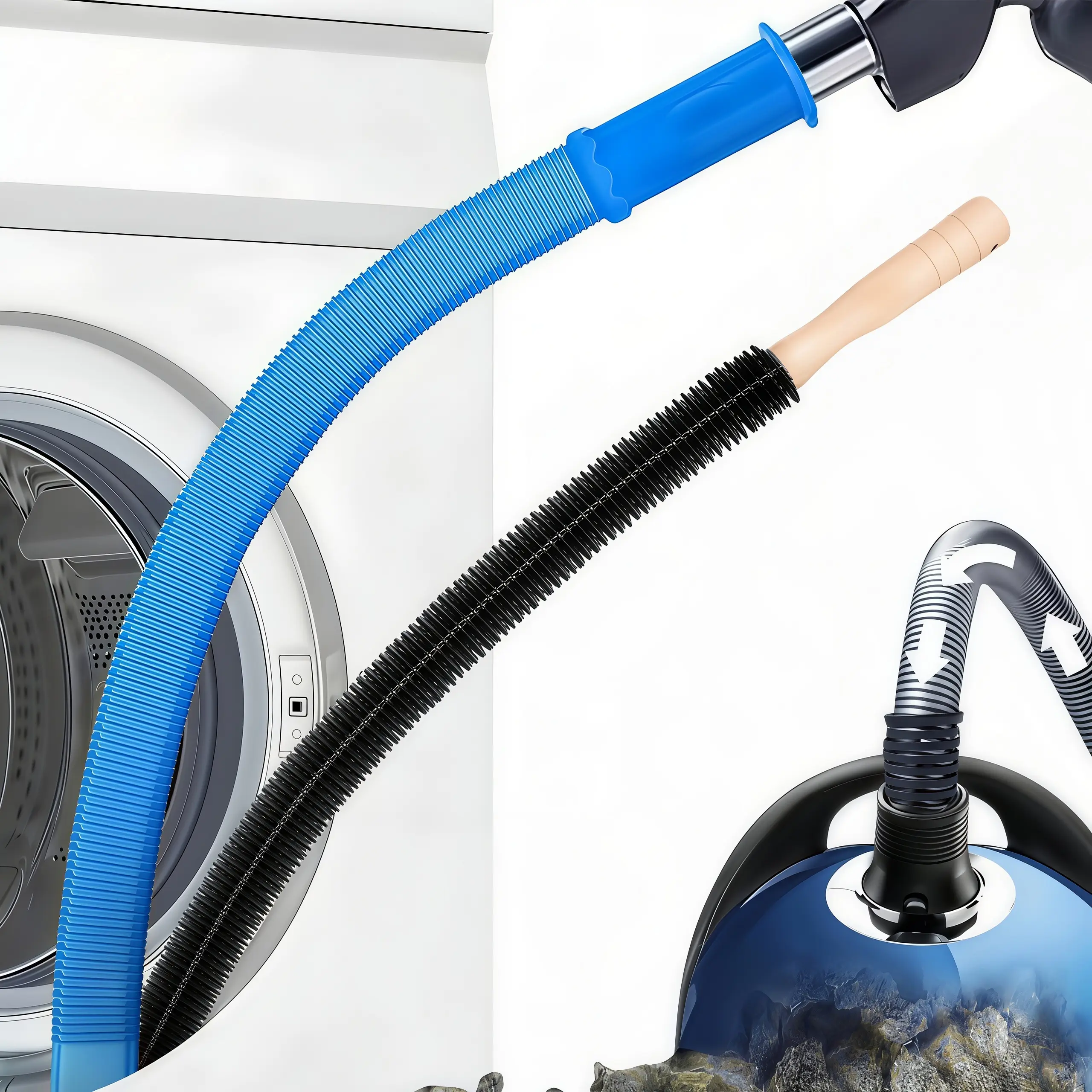LMMAKE 1SET Upgraded Dryer Vent Cleaner Kit – Universal Vacuum Hose Attachment & Dryer Lint Brush, Compatible with Most Vacuum Cleaners, Quick Lint Removal