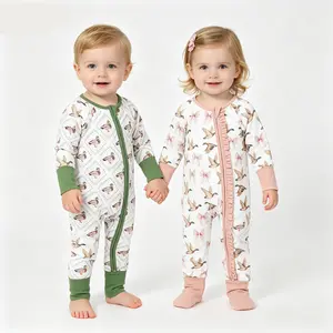 Unisex Mallard Duck Baby Romper, Long Sleeve 2-Way Zip Convertible Sleeper with Soft Stretchy Fold Over Cuffs, Zip-Up Boys' Jumpsuits