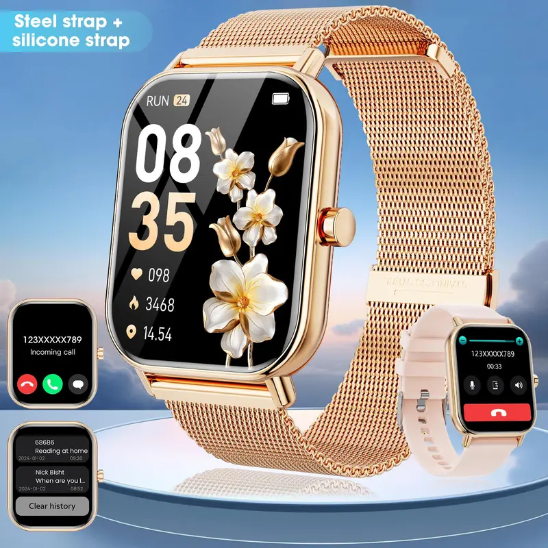 1.83" Fashion Touch Screen Smart Watch for Gift, Fitness Watches with Call Function 100+ Sports Modes DIY Watch Dials Messages Reminder Multifunctional Android Smartwatch for Men and Women, Tracker Smartwatch,Ideal Christmas Gift