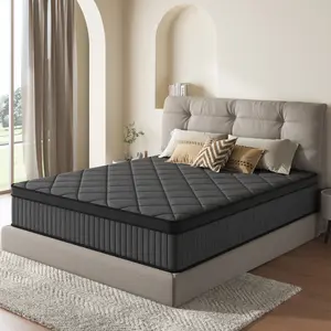 Soges Gel Memory Foam Mattress Twin/Full/Queen/King Size, 8/10/12 Inches Thickness Medium Firm Mattress with Reinforced Spring for Bedroom, H10A, Modern Design, Black Grey