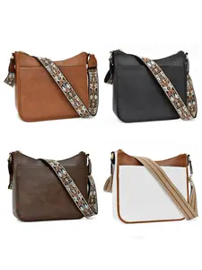 Trendy Crossbody Bags for Women, Vegan PU Leather Hobo Purse, Adjustable Wide Shoulder Strap, Casual Style, All Seasons Use, Lightweight Crossbody Bag