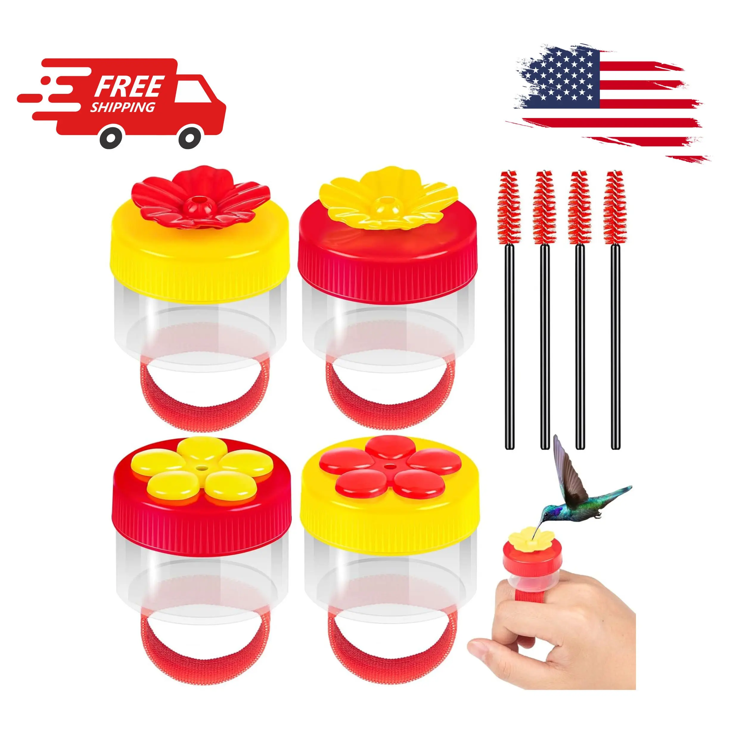 Hand Held Hummingbird Ring Feeders, 4Pcs Mini