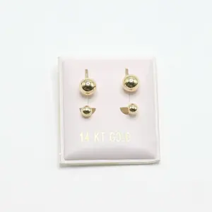 14K Gold Dormilona Telephone Earring Pair