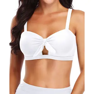 Tempt Me Women Bikini Tops Push Up Swim Top Front Tie Knot Bathing Suit Top Padded Swimsuit Top Only