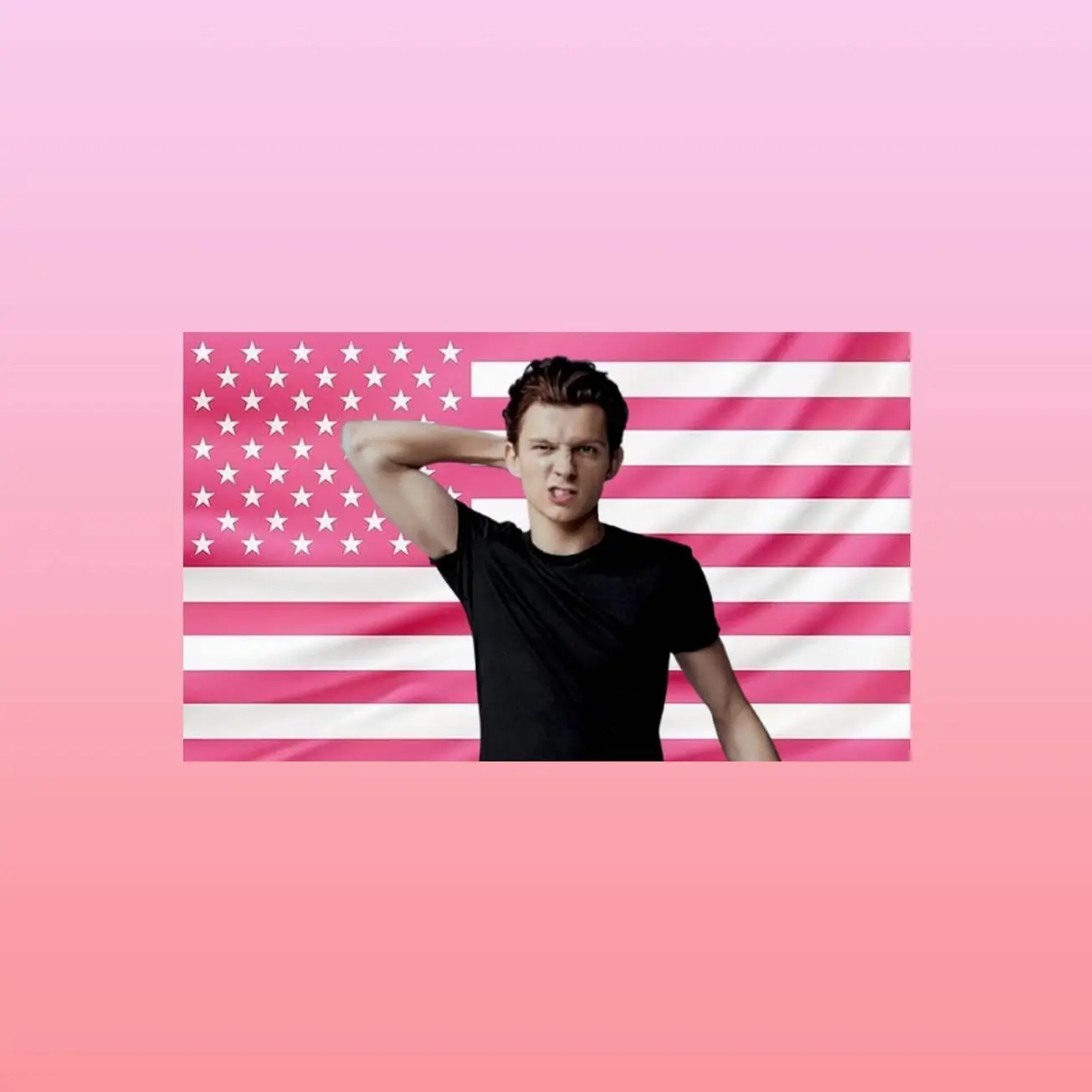 Tom Holland Pink American Flag Tapestry – Actor Wall Art Decor | Celebrity Fan Room Flag | Aesthetic Pink Bedroom Decor