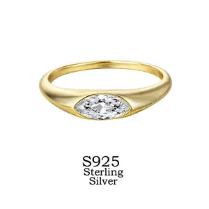 Marquis Cut Solitaire Zircon Ring | S925 Sterling Silver Ring | Sparkling Jewelry for Women Party Daily Wear Anniversary Gift