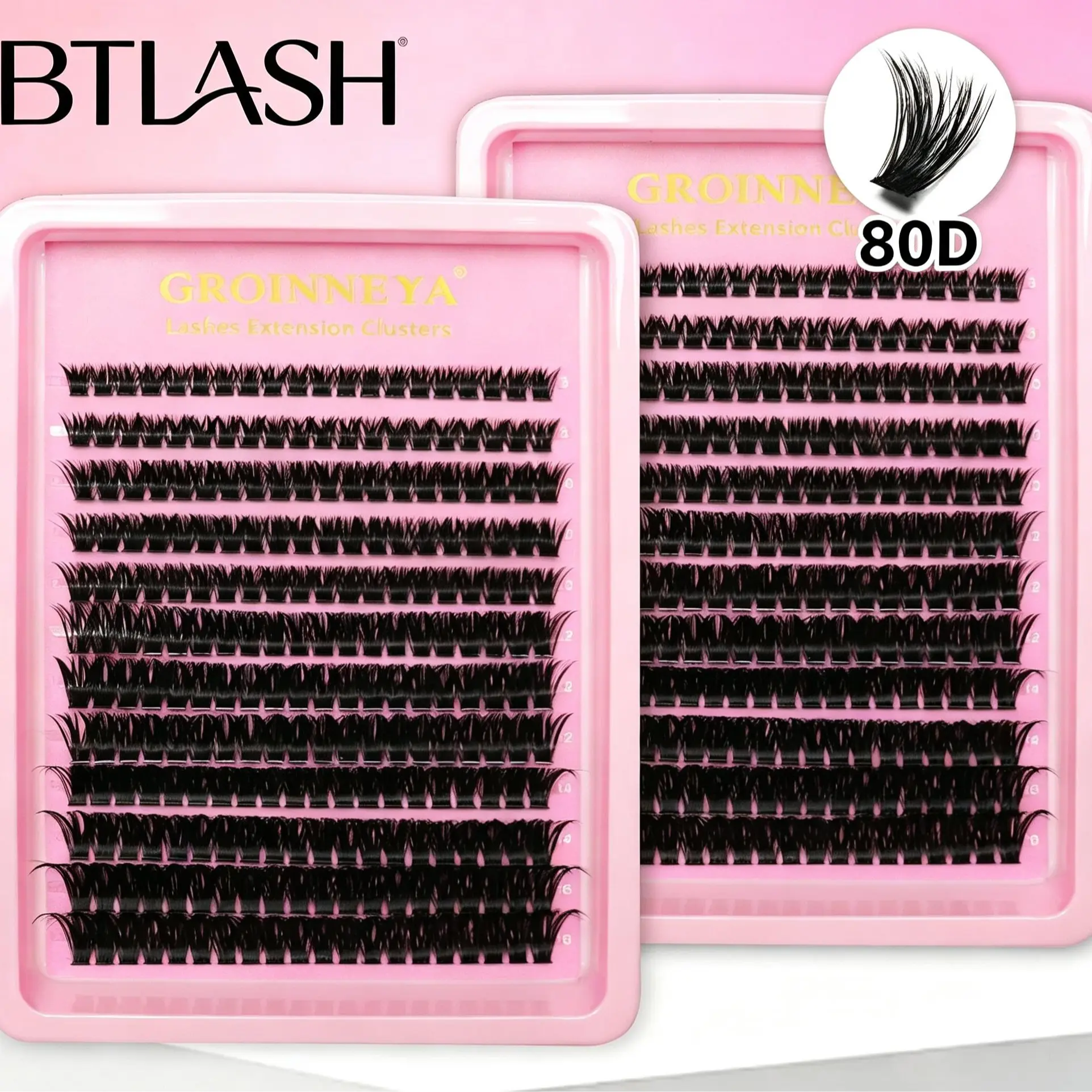 D 80D Volume Cluster 480PCS  Lash Extensions Fluffy D Curl Individual Lash Clusters Soft Faux Mink Wispy False Lashes DIY Self Application Eyelashes For Party Daily Salon Eye Makeup