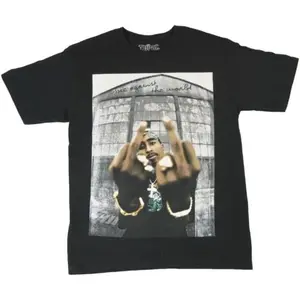 Men's Casual Tupac 2Pac "Me Against The World" Graphic Tee XXL Streetwear Crewneck T-Shirt