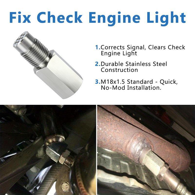 4/2/1 PCS Stainless Steel Catalytic Converter M18 x 1.5 Universal Car Engine Light Failure Decoder, 58MM Oxygen O2 Sensor Mini Catalytic Converter Spacer Adapter, Car Extension Screw,Universal Automotive Repair Tool Accessory