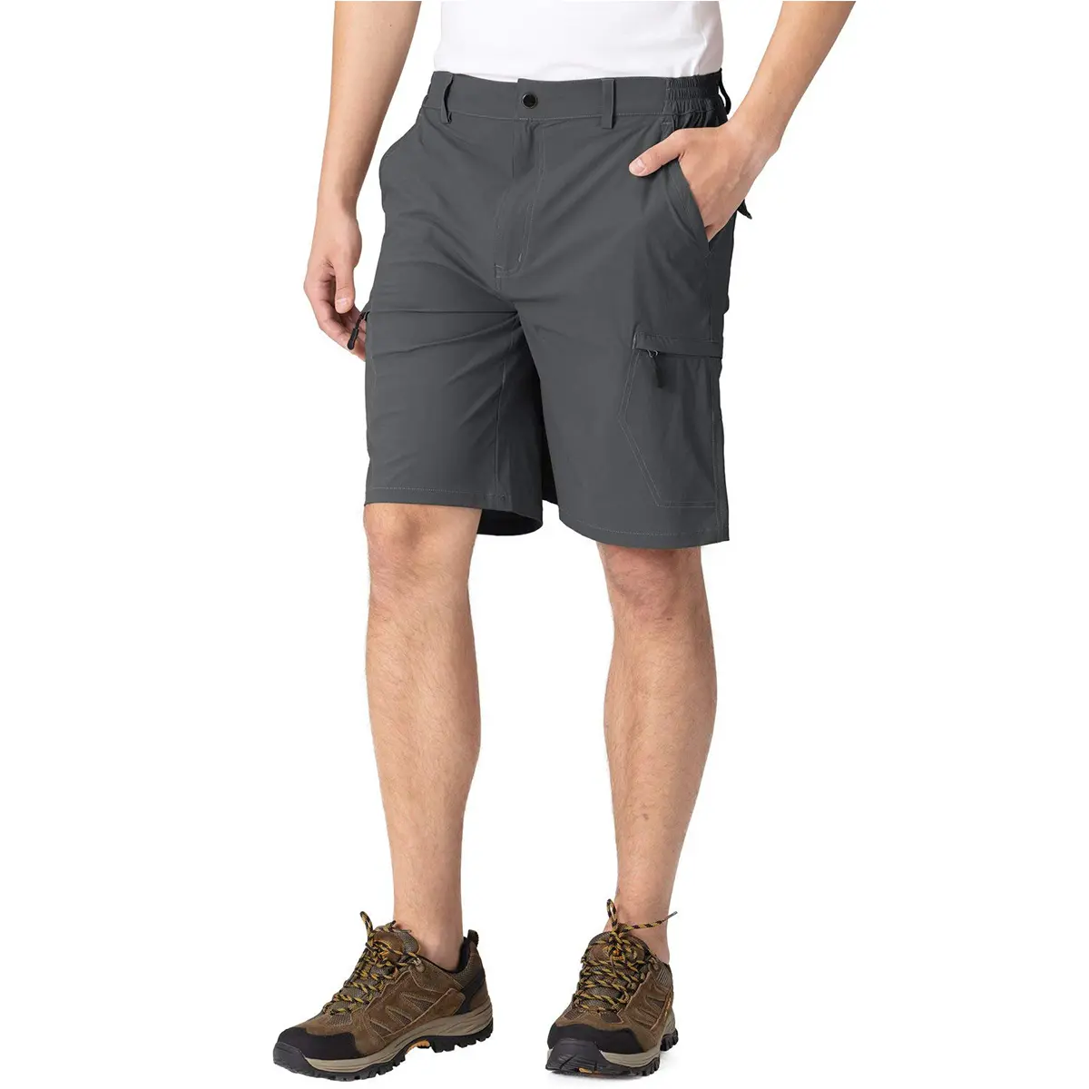 GOPUNE Men's Shorts Stretch Cargo Hiking Pants 6 Pockets Quick Dry Casual Work Shorts for Men Camping Travel