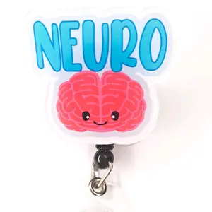 Neuro - retractable badge holder - badge reel - badge holder - brain reel - neurologist badge reel - cute reel - healthcare worker - alligator clip - RN reel - LPN reel - identification badge holder - office worker