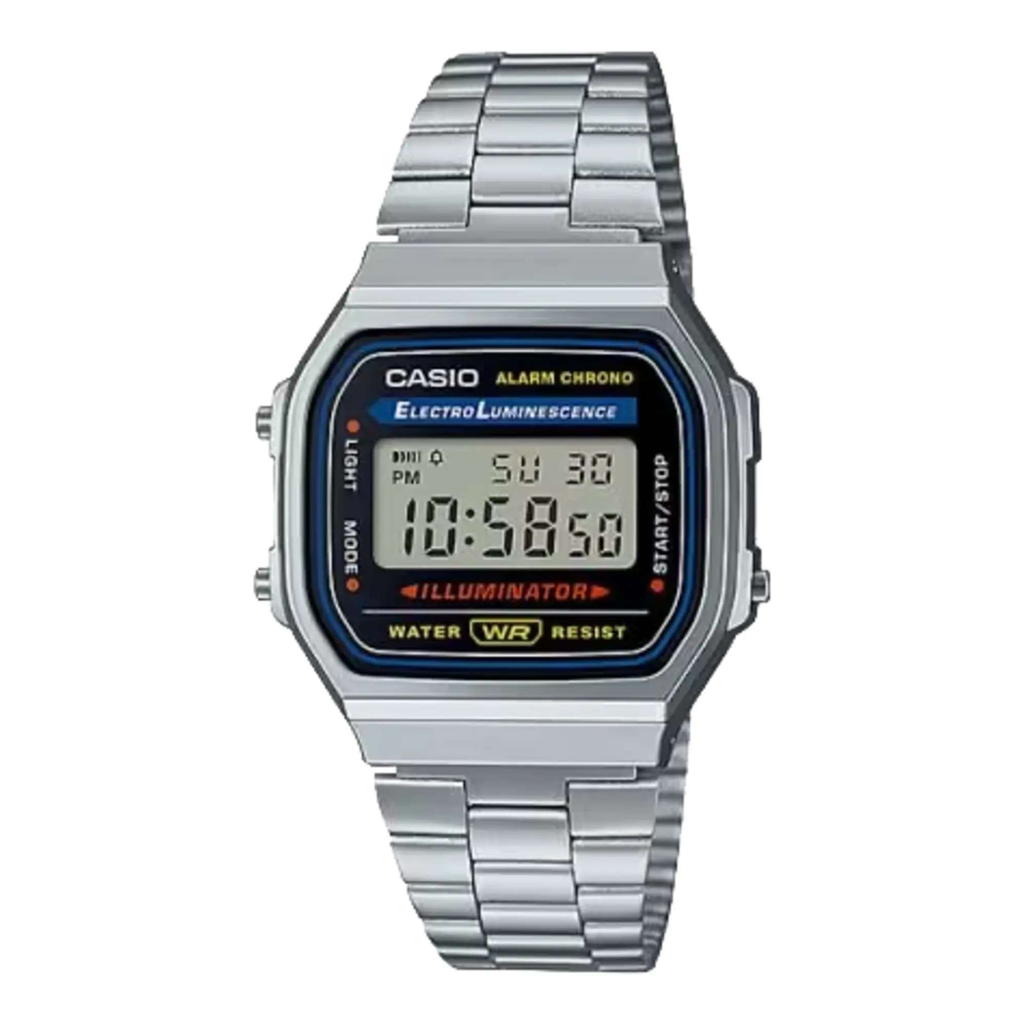Casio Vintage Digital Stainless Steel Bracelet Watch Silver - A-168WA-1Q