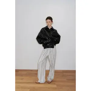 FAUX LEATHER BLOUSON JACKET | black