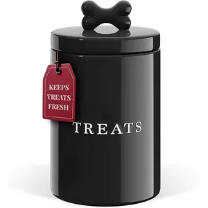 Rustic Ceramic Dog Treat Jar with Lid, Airtight Kitchen Storage Container for Large Treats, Countertop Organizer for Pet Snacks, Reusable and Durable Food Dispenser, Decorative Canister for Dog Biscuits ub  pet  feeder goy  joy  feeder smart  pet  feeder