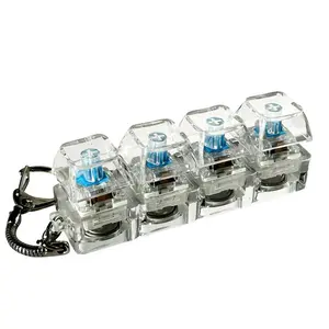 Stress-Relieving Toy Mechanical Keyboard, Crystal Keycaps with LED Lights, Transparent Design,  Fidget Toy Keyboard Keychain Backpack Hanger