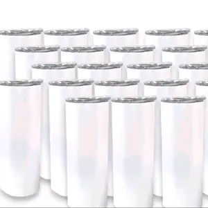 Stainless Steel 25-Pack 20oz Taperless Skinny Tumbler - Double-Wall Vacuum Insulated Travel Cup with Sealed Lid - White - Drinkware, Flasks - Bottles, Mug