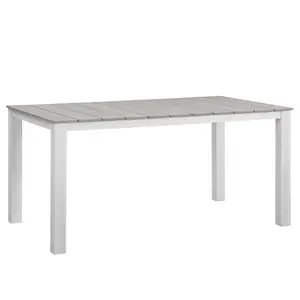 Modway Maine 63" Outdoor Patio Dining Table in White Light Gray