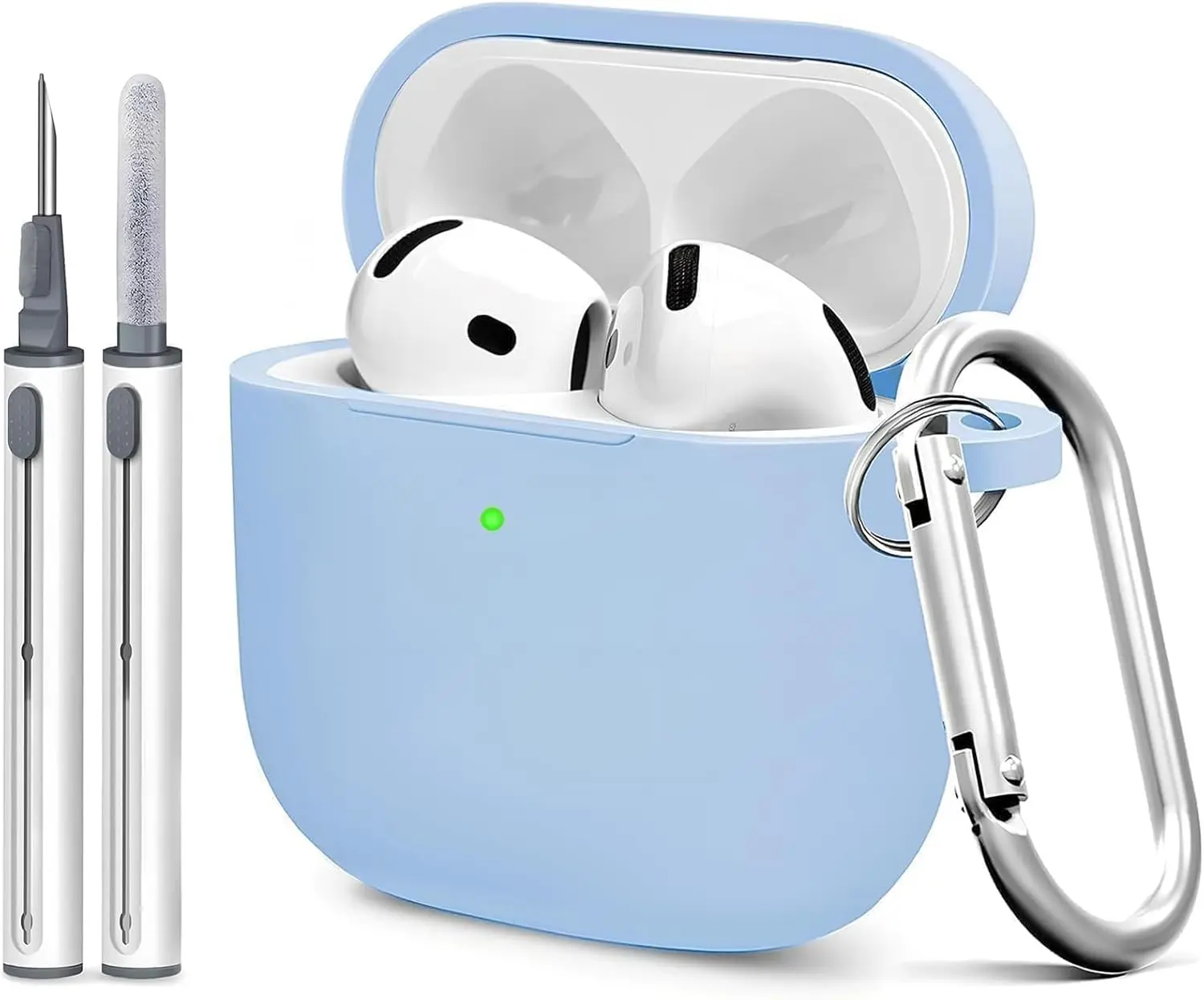 AirPods 4th Generation Case Cover with Cleaner Kit, Soft Silicone Protective Case with Keychain, Full Body Shockproof Case for Men and Women, Compatible with AirPods 4, Durable Scratch Resistant Earbuds Case Cover