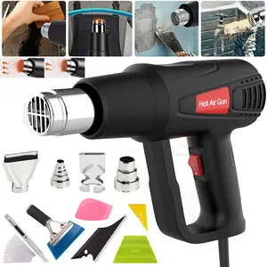 Hot Air Gun 2000W Dual Temperature Tool With 4 Nozzles for Automotive Film Application, Vinyl Wrap Tool Kit for Car Film Installation