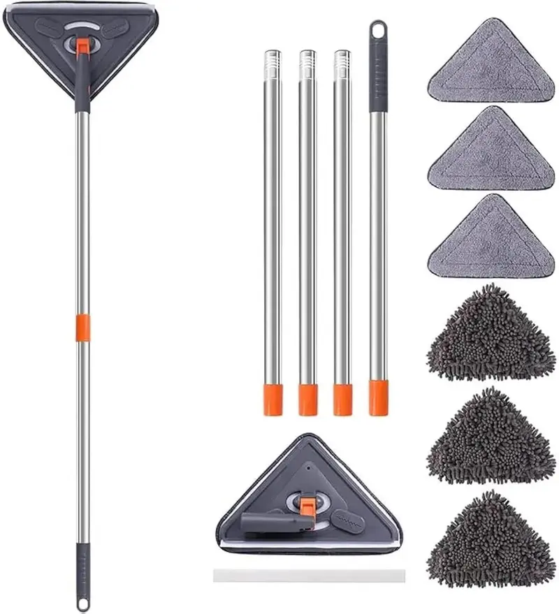 Wall Cleaning Mop with 81 Inch Long Handle Wall Washer Cleaner Tool for Walls Ceiling Fans Dust Baseboards Floors Ceiling Duster with 6 Replacement Pads roll  mops