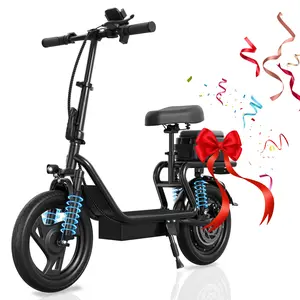Adult Electric Scooter with 500W Motor, 14'' Tires, 22 mph Top Speed, 27/49 Mi Range, Foldable Design, Suspension, Digital Display, Cruise Control, Rear Seat Box, Portable Sporty Scooter for Sports & Outdoor Fitness