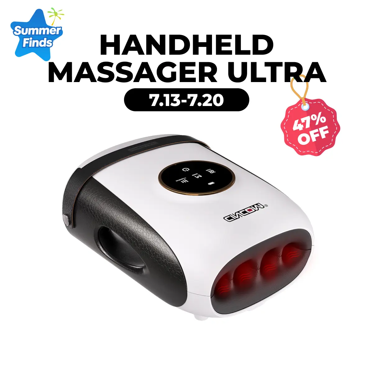 CINCOM New Handheld Hand massager,Five-finger Design,Portable and Cordless,Intuitive Touchscreen,Best Gifts for Loved Ones