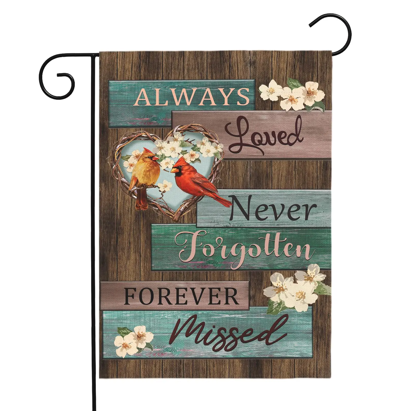 1 Pc Cardinal Memorial Garden Flag - 12x18 inches Double-Sided Sympathy Outdoor Decor, Always Loved Never Forgotten Yard Banner for Decks, Easy Installation House Backdrop (Home & Festive Party Supplies), Fade Resistant