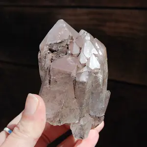 Rare Crowned Pink Lithium Lemurian Quartz Crystal Starbrary, 4in 357g ET Soulmate Isis Face Specular Hematite, Brazil