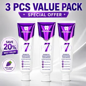 DrWhiten New 7-Pro Probiotics Purple Toothpaste, Mint Grape Flavor, Upgraded Color Correcting Formula, Deep Enamel Repair, Fresh Breath, Daily Enamel Care Oral Intensive