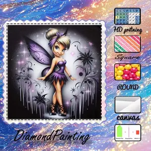 5D-DIY, high-grade velvet canvas, diamond art diamond painting fairy. AB diamonds, fairy dust diamonds, crystal diamonds, perfect home decoration, handmade diamond art painting kit, special craft diamond art kit.