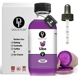 Dolce Flav Purple Ube Extract Water Soluble 2oz - Sweet Nutty Vanilla Flavor for Beverages Baked Goods & Sauces
