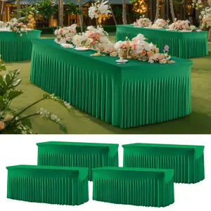 4-Piece Stretchy Spandex Rectangle Tablecloths (4/6/8ft) - Washable, Stain-Resistant, Wrinkle-Resistant Stretch Covers for Weddings, Party Decor, Home Use tiktokshopspringglowup,summervibes