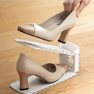 2pcs Space Saving Shoe Rack 2-Layer Adjustable Expandable Shoe Storage Organizer for Closet Easy Assembly Shoe Storage Organizer