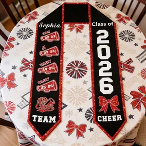 Personalized Cheerleader Graduation Stole, Class of 2026 Sash, Cheerleading Gifts Graduation Stole