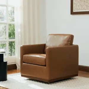 Henry Swivel Accent Chair with Wood Base