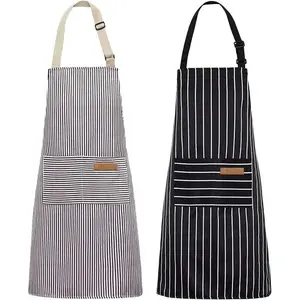 Custom Striped Apron - Adjustable & Stain-Resistant for Kitchen & Cafe