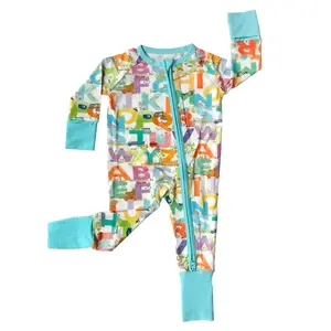 LMNO Peas  x tiny knot co. Convertible TENCEL Modal Pajama Romper Bodysuit with Fold Over Mittens & Footies Grippers for Newborns Comfortable Sleepwear