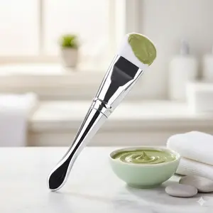 Dual-Head Silicone Mask Brush Set with Spoon: Precision Beauty Tool for Targeted Application. Flexible Flat Brush Head, Measured Scoop, Non-Slip Ergonomic Handle, Waterproof & Reusable Makeup Brush.