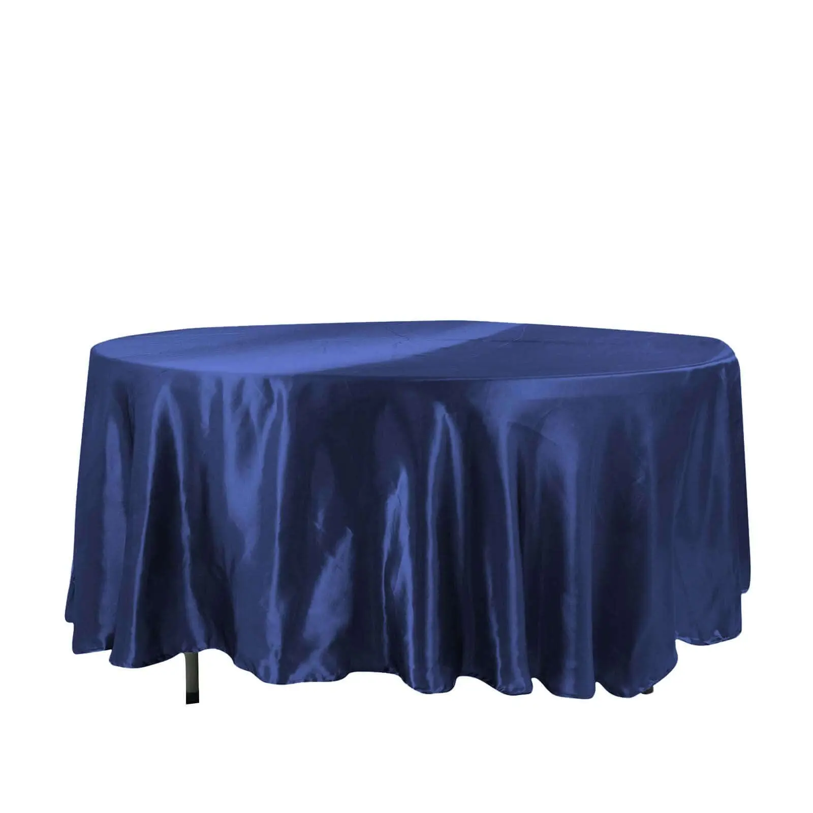 Navy Blue 108" Round Satin Tablecloth - Smooth, Lustrous Kitchen Linen Table Cover for Corporate Events, Happy Birthday