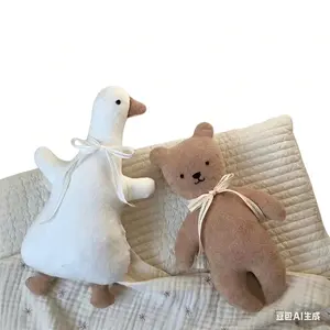 New Cute White Duck & Bear Toy Set | Perfect Sleeping Companion & Comfort Stuffed for Kids & Adults | Soft & Gentle for Cuddling dults | Soft & Gentle for Cuddling Stuffed toy
