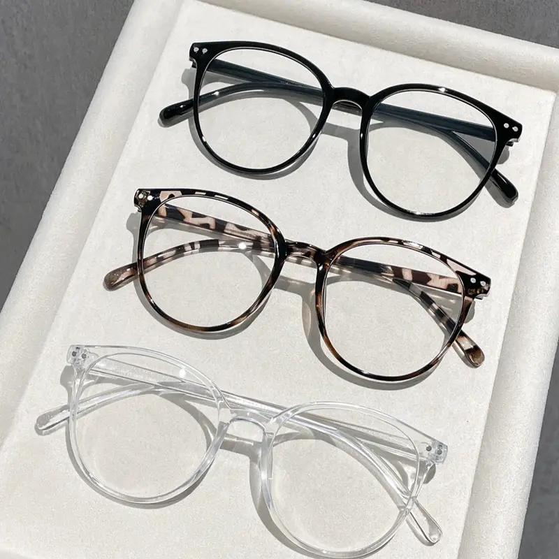 3 Pairs Unisex Round Casual Stylish Glasses Set, Trendy Casual Eyeglasses, Fashion Eyewear with Clear Lenses, Anti-Blue Light, Trendy Round Frame, Ideal for Outdoor Reading, Office & Vacation Accessories, Circle Glasses, Trending Glasses