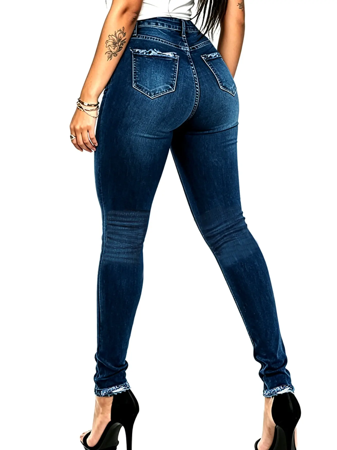 Women's High Waisted Stretchy Skinny High Rise Jeans, Casual Vintage Dark Wash Slim Fit Fashion Denim Jeans, Butt Lifting Tummy Control Comfy Bottoms for Daily Wear Pants