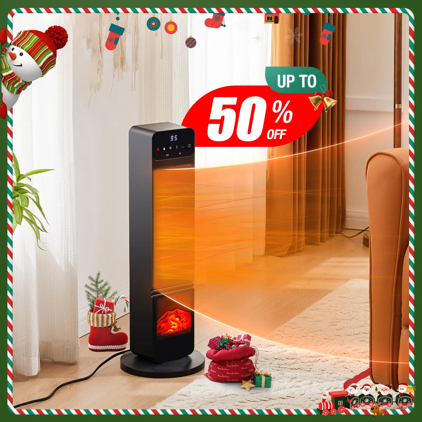 Space Heater, 1500W Portable with Adjustable Thermostat, Timer and Remote Control, 26 Inch Indoor Heater remote control Overheating Protection