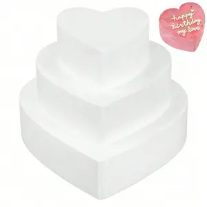 1pc Foam Cake Model, Polystyrene Foam Heart-Shaped Simulation Model, For Cake Decorating Practice, Valentine's Day Wedding Display